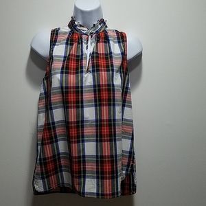 J. Crew Womens Ruffle Top 2 Tartan plaid Preppy Ivy League Twee Ruffle Old Money